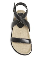 Leather Crossover Chunky Sandals