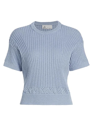 Ellie Short-Sleeve Rib-Knit Sweater