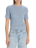 Ellie Short-Sleeve Rib-Knit Sweater