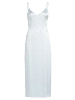 Pearl-Embellished Silk Charmeuse Midi-Dress