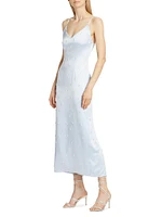 Pearl-Embellished Silk Charmeuse Midi-Dress