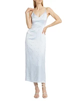 Pearl-Embellished Silk Charmeuse Midi-Dress