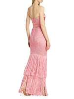 Draped Bustier Crochet & Silk Column Gown