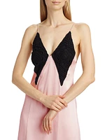 Crochet Bodice Silk Slip Gown