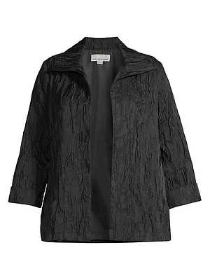 Plus Textured Jacquard A-Line Jacket