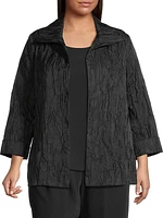 Plus Textured Jacquard A-Line Jacket