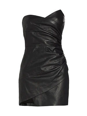 Xandra Leather Strapless Minidress