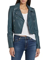 Ciara Leather Cropped Biker Jacket