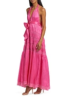 Vendima Satin & Lace Halter Dress