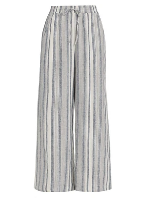 Bailey Striped Linen-Blend Wide-Leg Pants