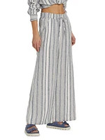 Bailey Striped Linen-Blend Wide-Leg Pants