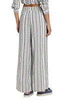 Bailey Striped Linen-Blend Wide-Leg Pants