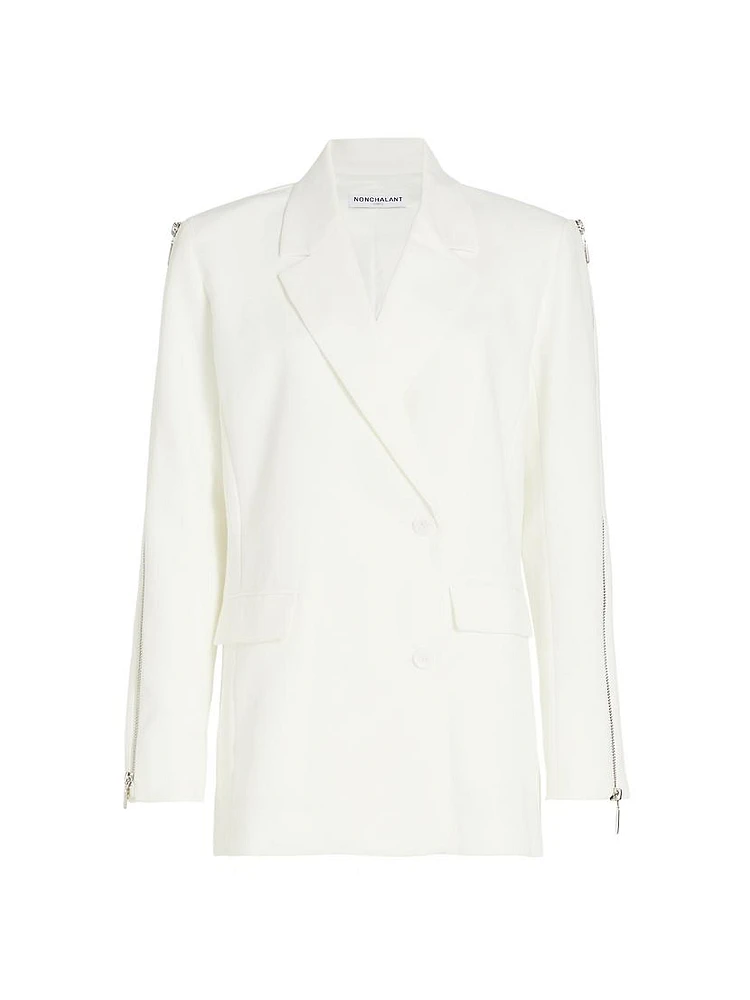 Iver Zip-Sleeve Crepe Blazer