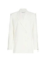 Iver Zip-Sleeve Crepe Blazer