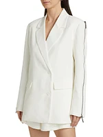 Iver Zip-Sleeve Crepe Blazer