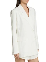 Iver Zip-Sleeve Crepe Blazer