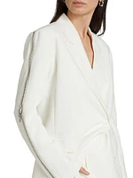 Iver Zip-Sleeve Crepe Blazer