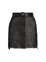 Kaiden Leather Knit Miniskirt