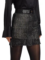 Kaiden Leather Knit Miniskirt