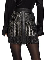 Kaiden Leather Knit Miniskirt