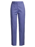 Straight-Leg Cotton-Blend Trousers