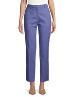 Straight-Leg Cotton-Blend Trousers