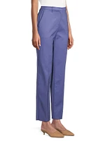 Straight-Leg Cotton-Blend Trousers