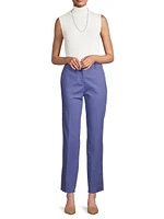 Straight-Leg Cotton-Blend Trousers