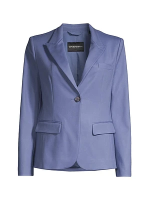 Cotton One-Button Blazer