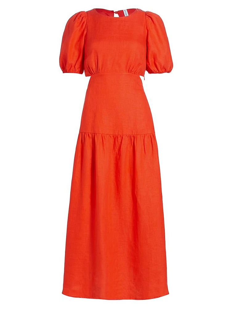 Kennedy Puff-Sleeve Cut-Out Maxi Dress