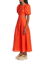 Kennedy Puff-Sleeve Cut-Out Maxi Dress