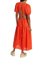 Kennedy Puff-Sleeve Cut-Out Maxi Dress