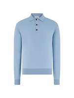 Silk & Cotton-Blend Long-Sleeve Polo Shirt