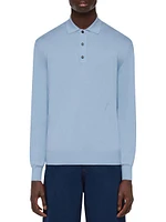 Silk & Cotton-Blend Long-Sleeve Polo Shirt