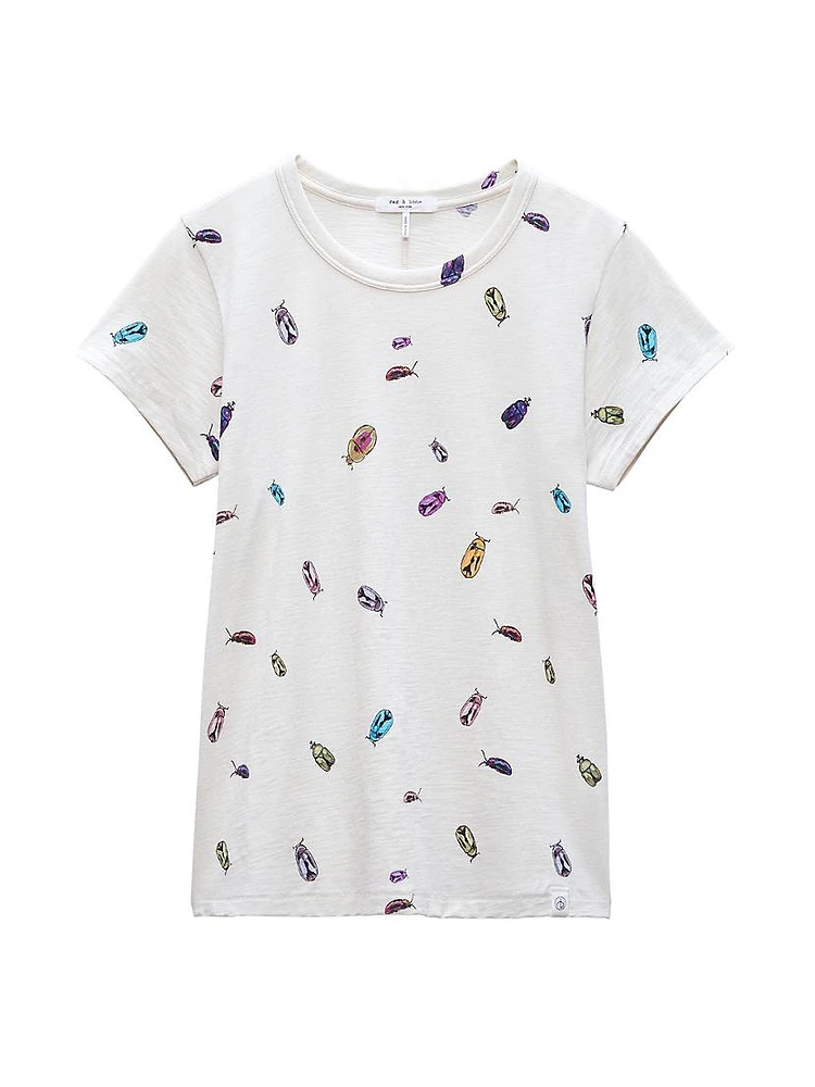 Beetle Print Cotton T-Shirt