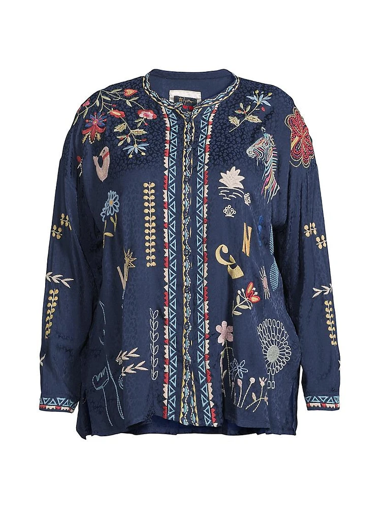 Oanna Embroidered Jacquard Blouse