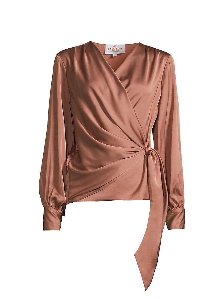 Ines Satin Wrap Blouse