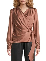 Ines Satin Wrap Blouse