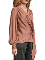 Ines Satin Wrap Blouse