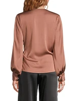 Ines Satin Wrap Blouse