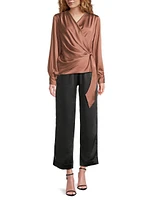 Ines Satin Wrap Blouse