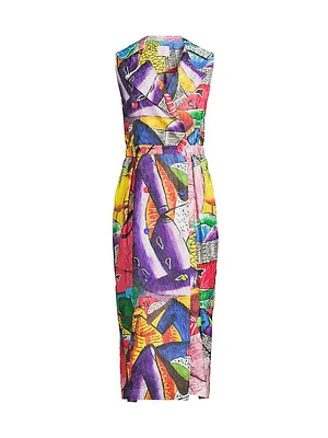 Graphic Sleeveless Midi-Dress