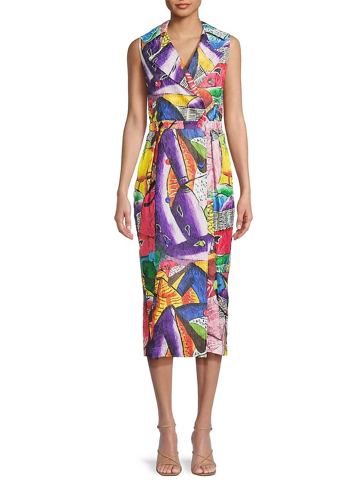 Graphic Sleeveless Midi-Dress