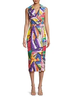 Graphic Sleeveless Midi-Dress