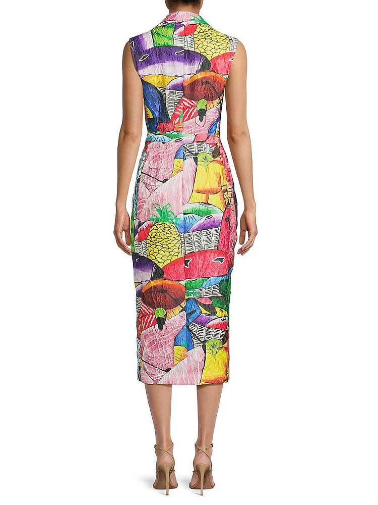 Graphic Sleeveless Midi-Dress