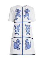 Embroidered Cotton-Blend A-Line Minidress