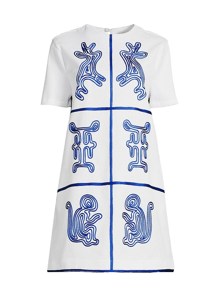 Embroidered Cotton-Blend A-Line Minidress