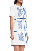 Embroidered Cotton-Blend A-Line Minidress