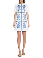 Embroidered Cotton-Blend A-Line Minidress