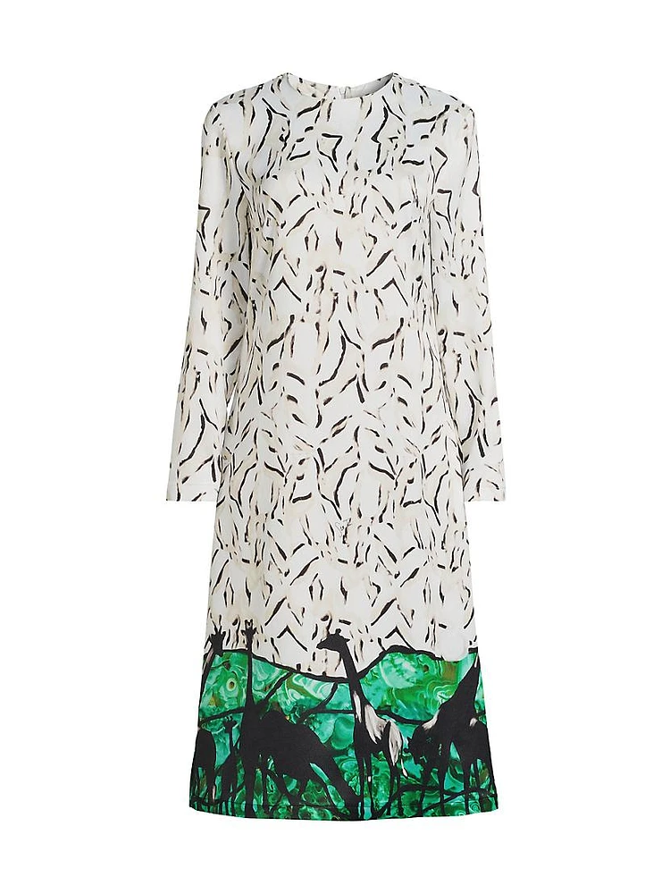 Giraffe Hem Printed Midi Dress